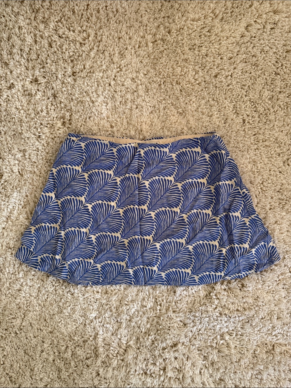 Abercrombie & Fitch Blue and Cream Fan-Print Skater Skort